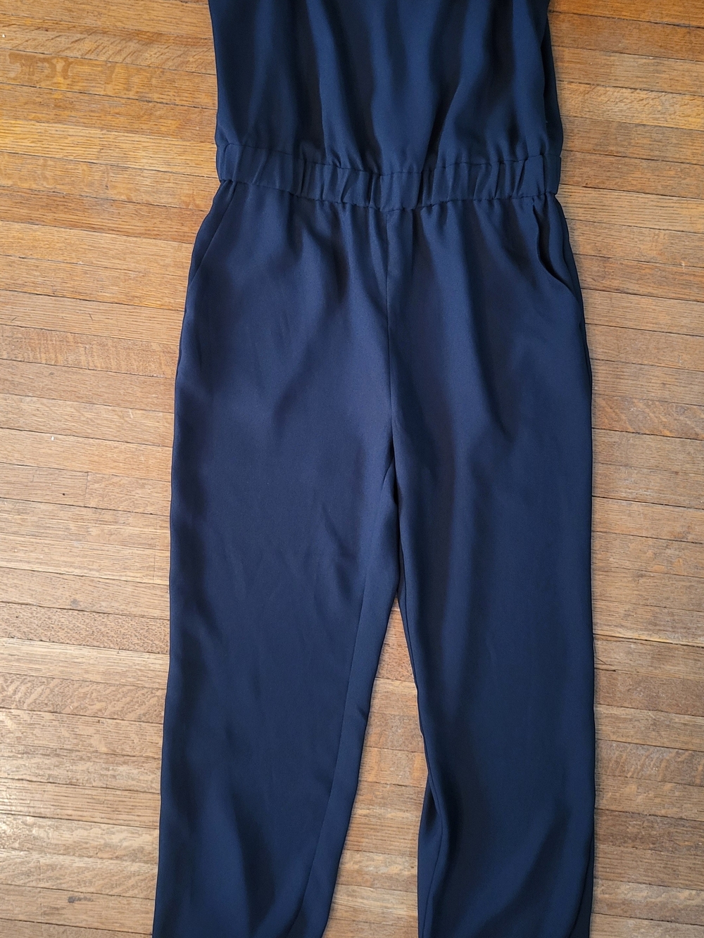 Banana Republic Navy Sleeveless Elastic-Waist Jumpsuit